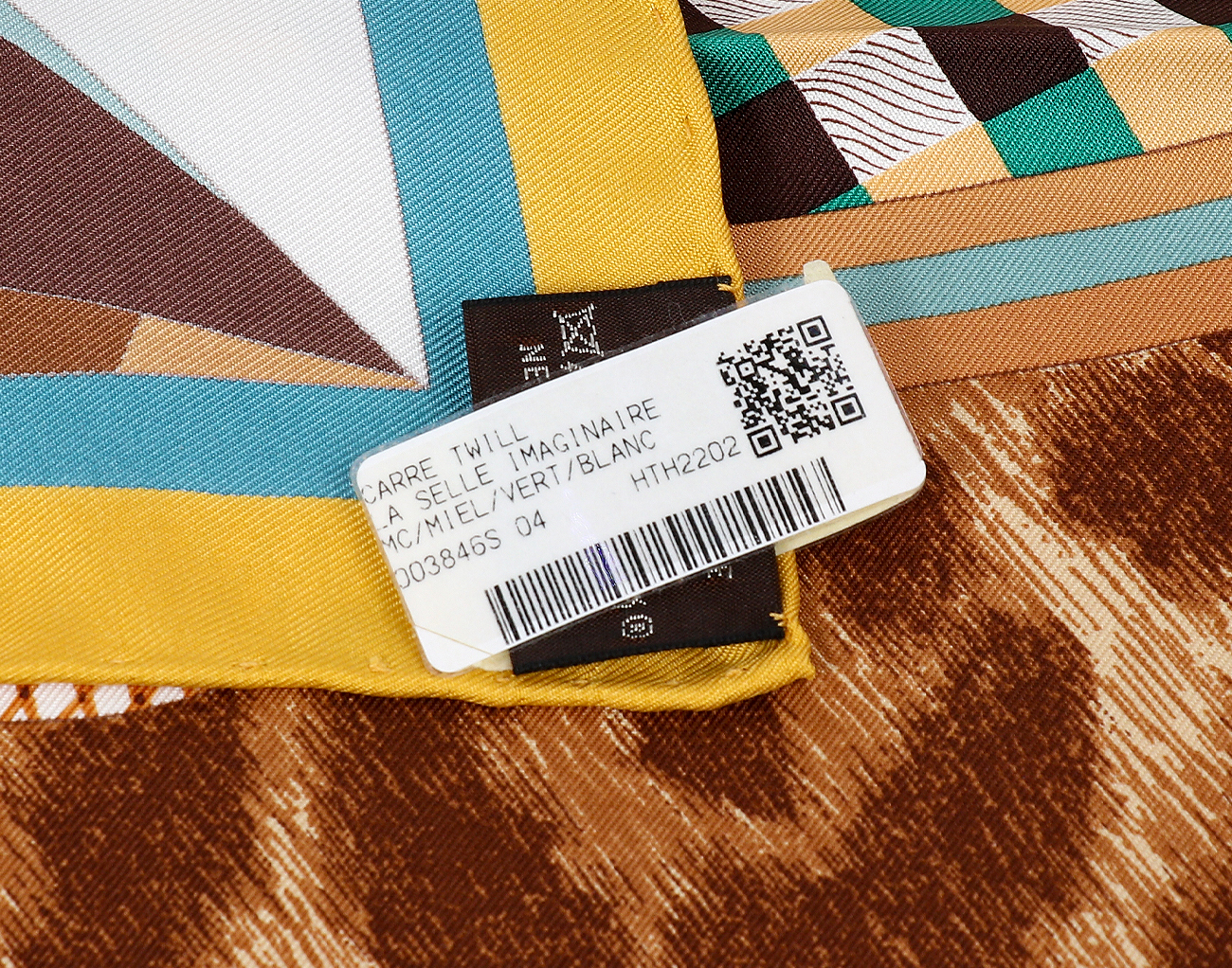 에르메스 까레 스카프 90 라 셀 이마지네르 미엘 베르트 블랑