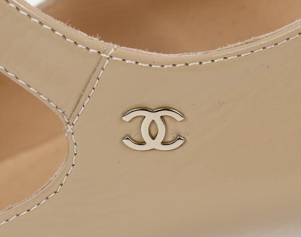 샤넬 앵클 스트랩 오픈 슈즈 베이지 다크 그레이 37C