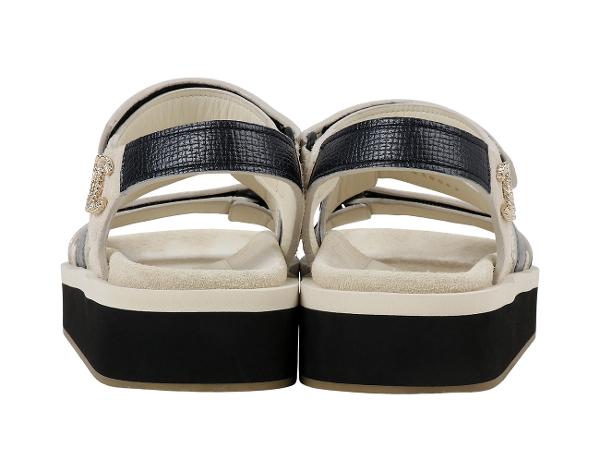 샤넬 CC 벨크로 샌들 아이보리 블랙 38C