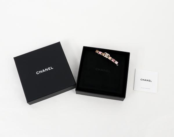 샤넬 CC 스트라스 헤어 클립 샴페인골드