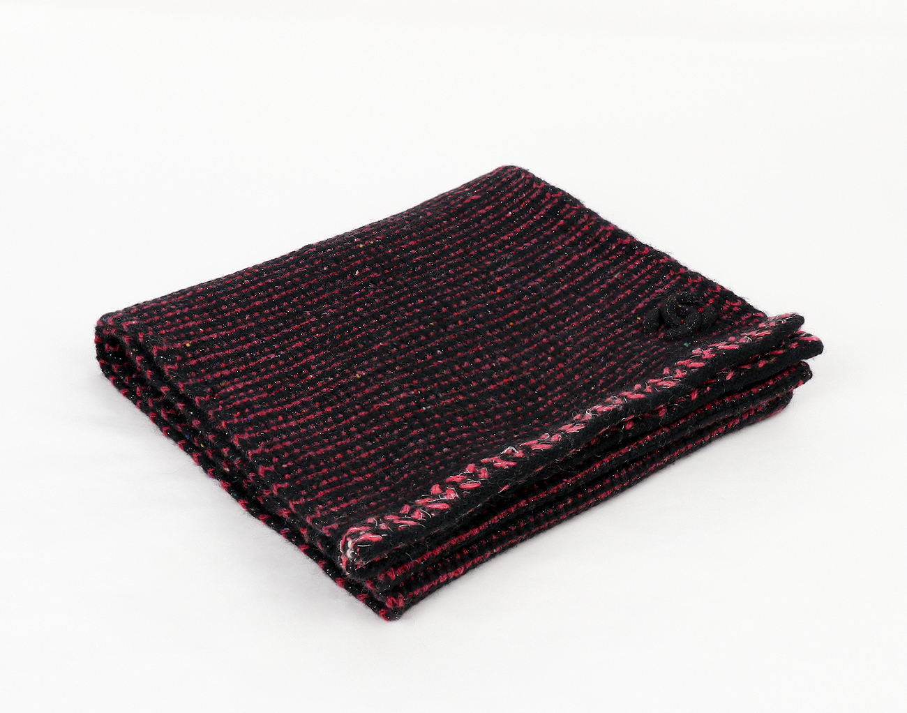 샤넬 CC 캐시미어 트위드 머플러 버건디 블랙