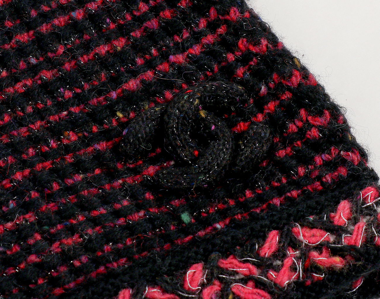 샤넬 CC 캐시미어 트위드 머플러 버건디 블랙