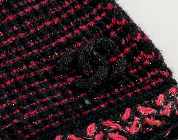 샤넬 CC 캐시미어 트위드 머플러 버건디 블랙