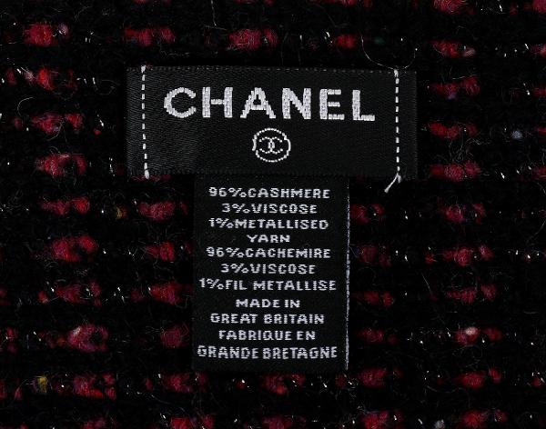 샤넬 CC 캐시미어 트위드 머플러 버건디 블랙