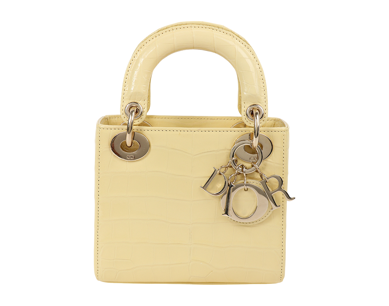 디올 레이디 디올 미니 엘리게이터 페일 옐로우 페일골드