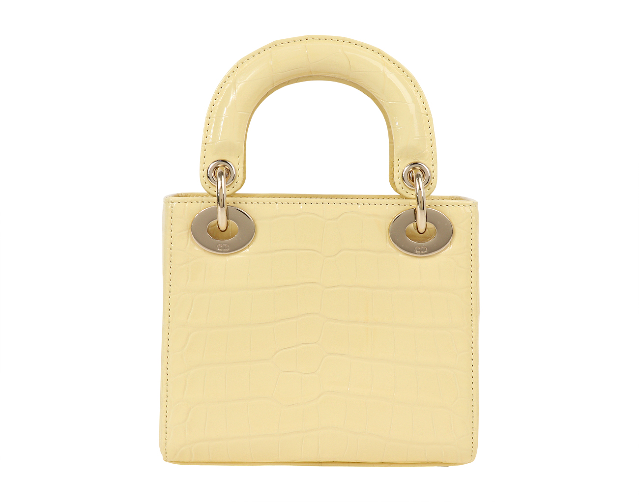 디올 레이디 디올 미니 엘리게이터 페일 옐로우 페일골드