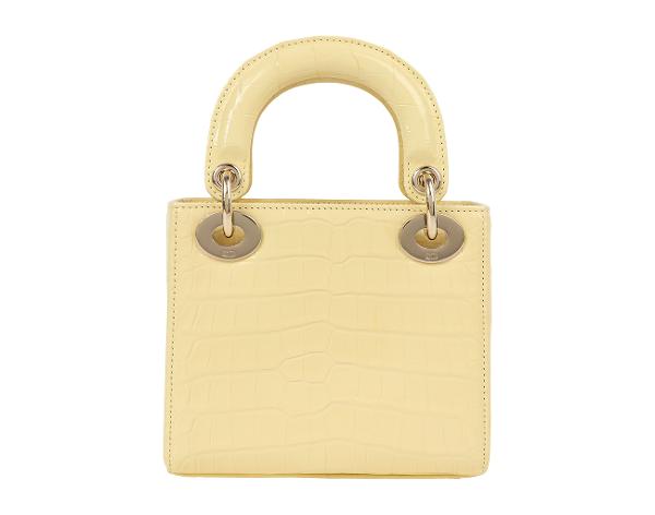 디올 레이디 디올 미니 엘리게이터 페일 옐로우 페일골드
