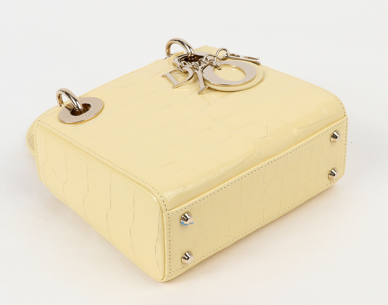 디올 레이디 디올 미니 엘리게이터 페일 옐로우 페일골드