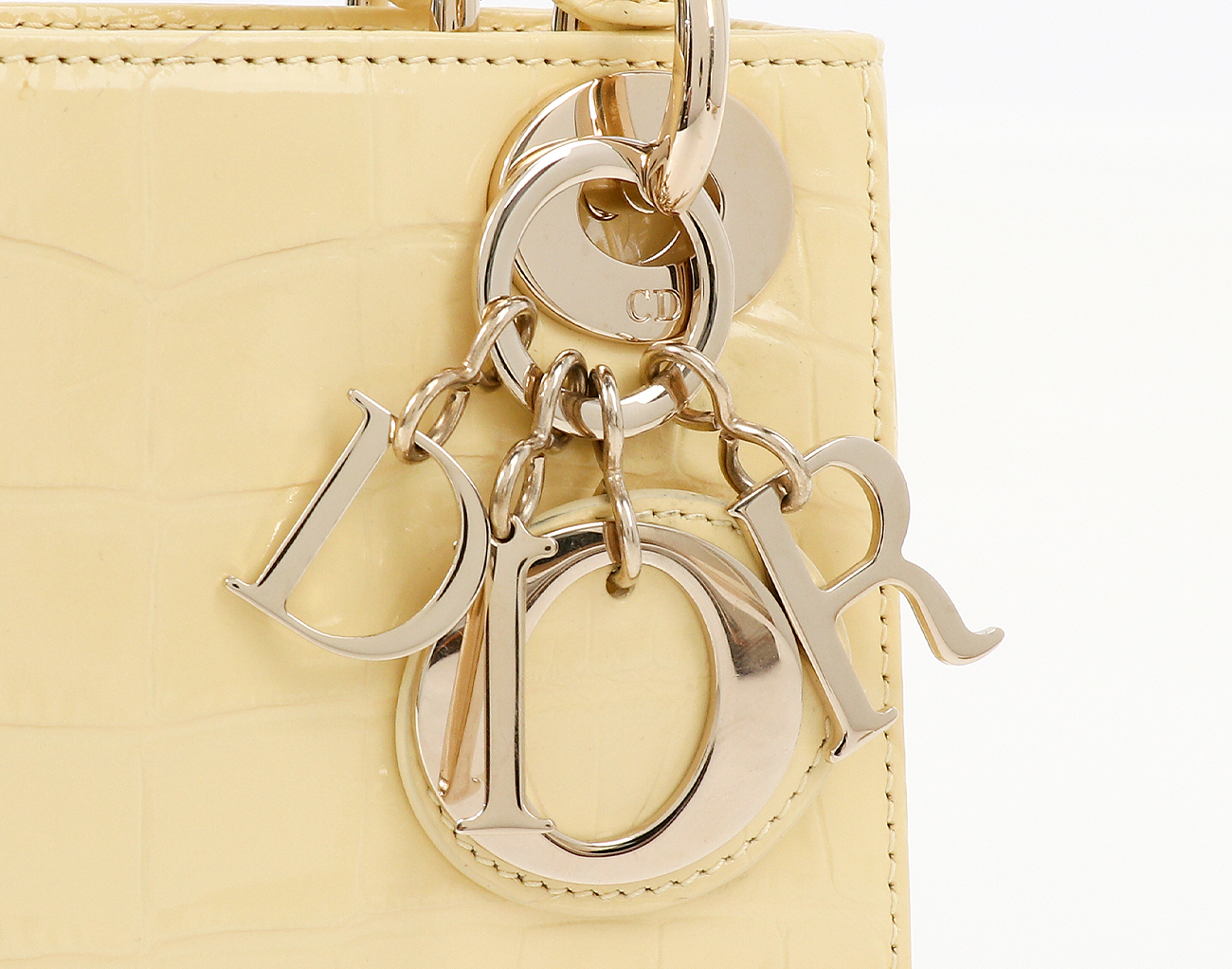 디올 레이디 디올 미니 엘리게이터 페일 옐로우 페일골드