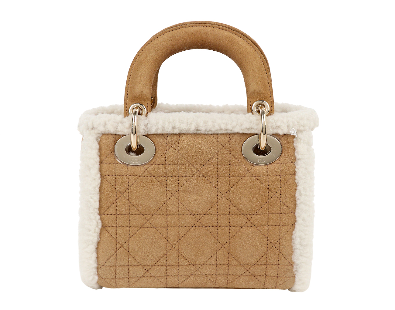 디올 레이디 디올 미니 시어링 베이지 에크루 페일골드