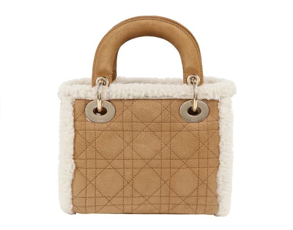 디올 레이디 디올 미니 시어링 베이지 에크루 페일골드