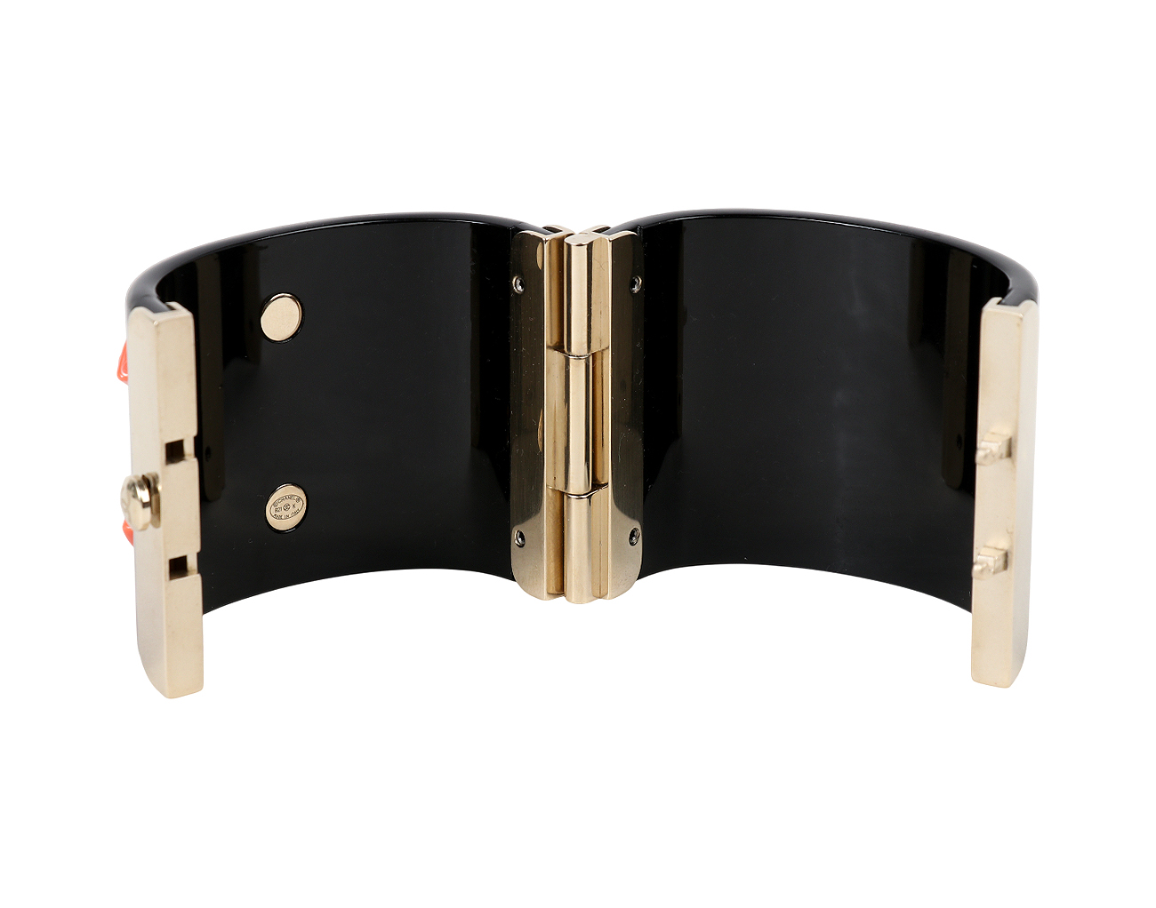 샤넬 크리스탈 CC 커프 브레이슬릿 블랙 오렌지