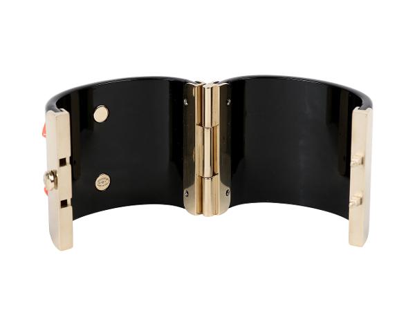 샤넬 크리스탈 CC 커프 브레이슬릿 블랙 오렌지