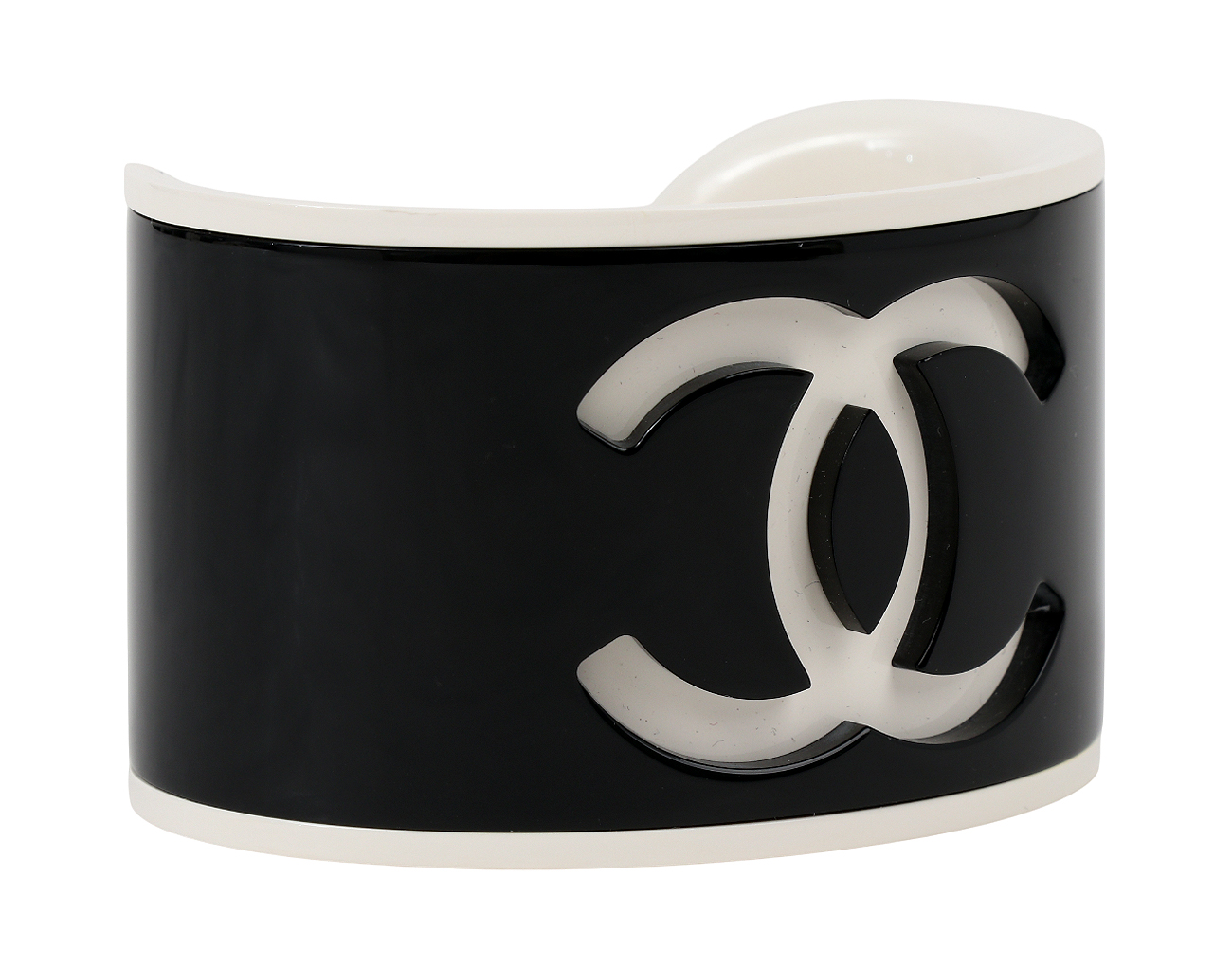 샤넬 CC 레진 커프 블랙 화이트