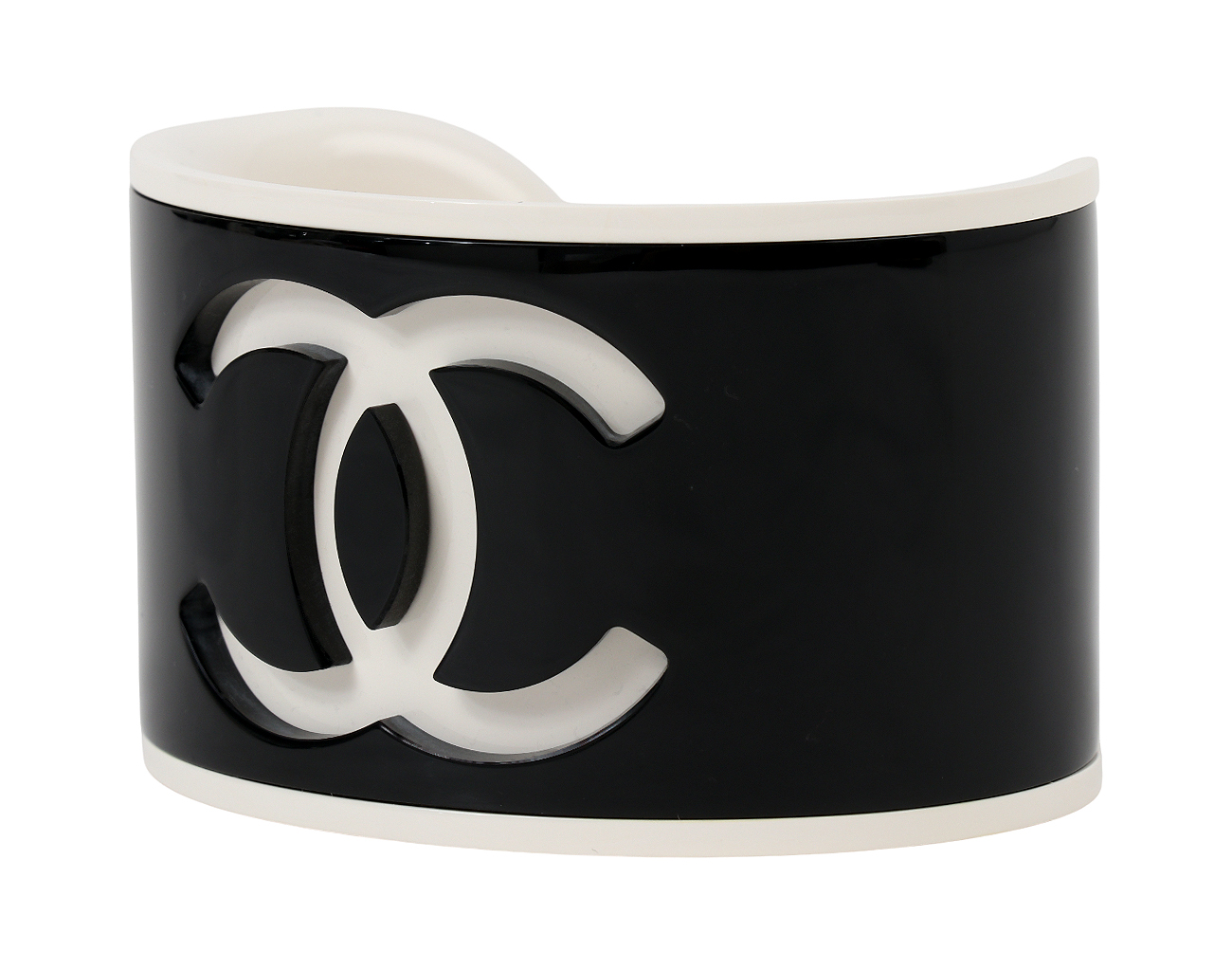 샤넬 CC 레진 커프 블랙 화이트
