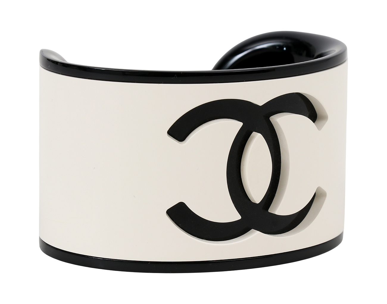 샤넬 CC 레진 커프 화이트 블랙