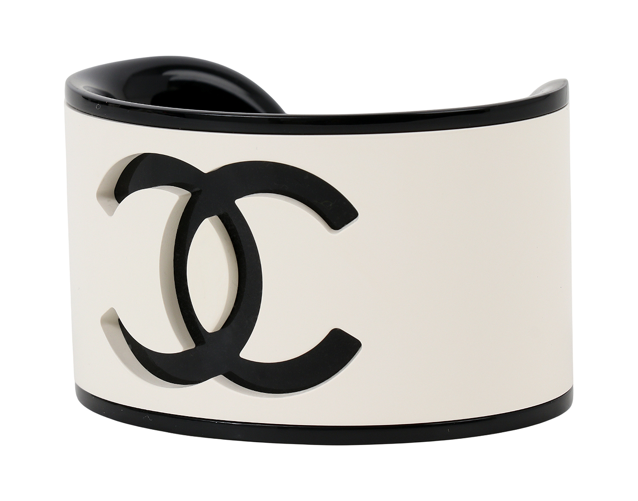 샤넬 CC 레진 커프 화이트 블랙