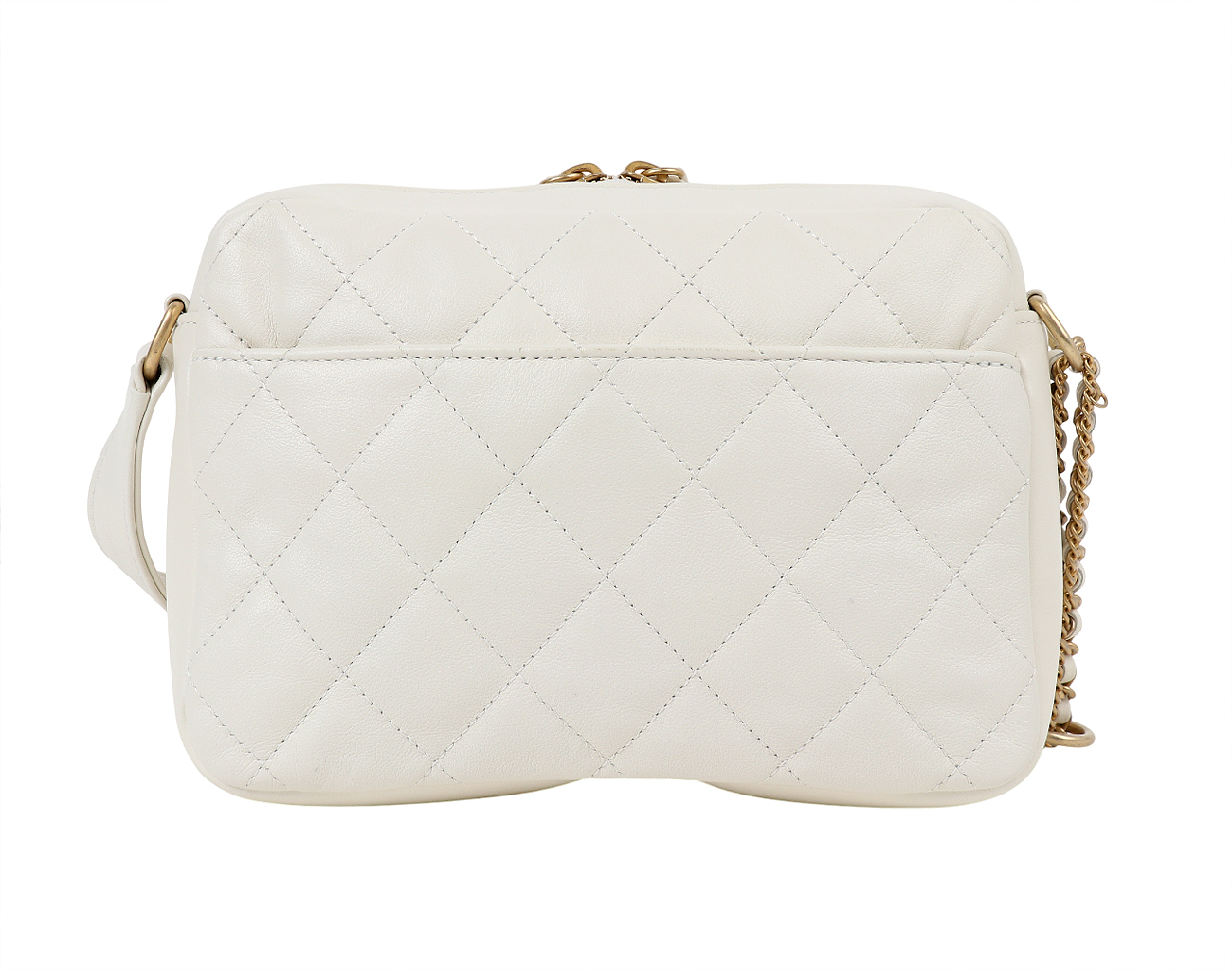 샤넬 더블 포켓 카메라 케이스 스몰 화이트 빈티지 금장