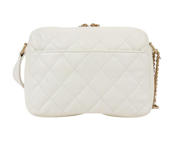 샤넬 더블 포켓 카메라 케이스 스몰 화이트 빈티지 금장