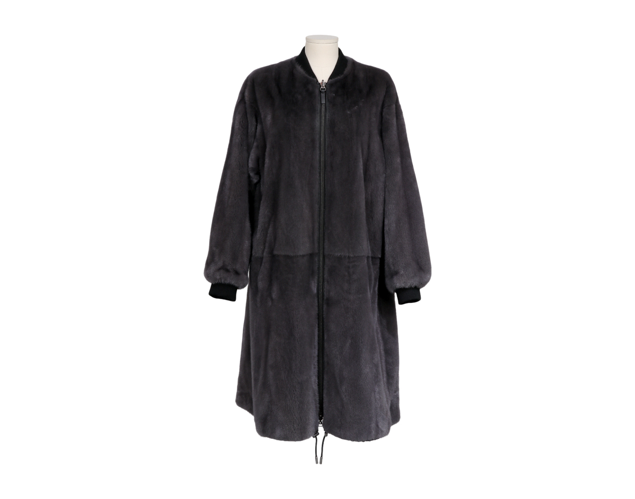 이브살로몬 아미 리버시블 밍크 코트 다크 그레이 블랙 34