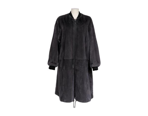 이브살로몬 아미 리버시블 밍크 코트 다크 그레이 블랙 34