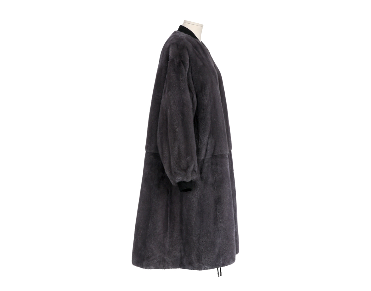 이브살로몬 아미 리버시블 밍크 코트 다크 그레이 블랙 34