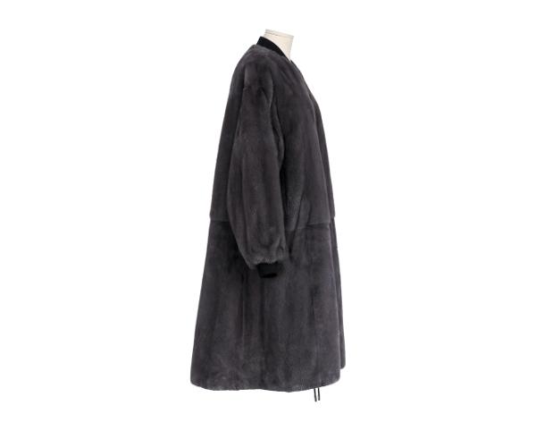 이브살로몬 아미 리버시블 밍크 코트 다크 그레이 블랙 34