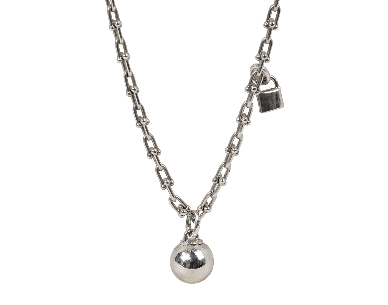 티파니앤코 하드웨어 스몰 랩 네크리스 실버