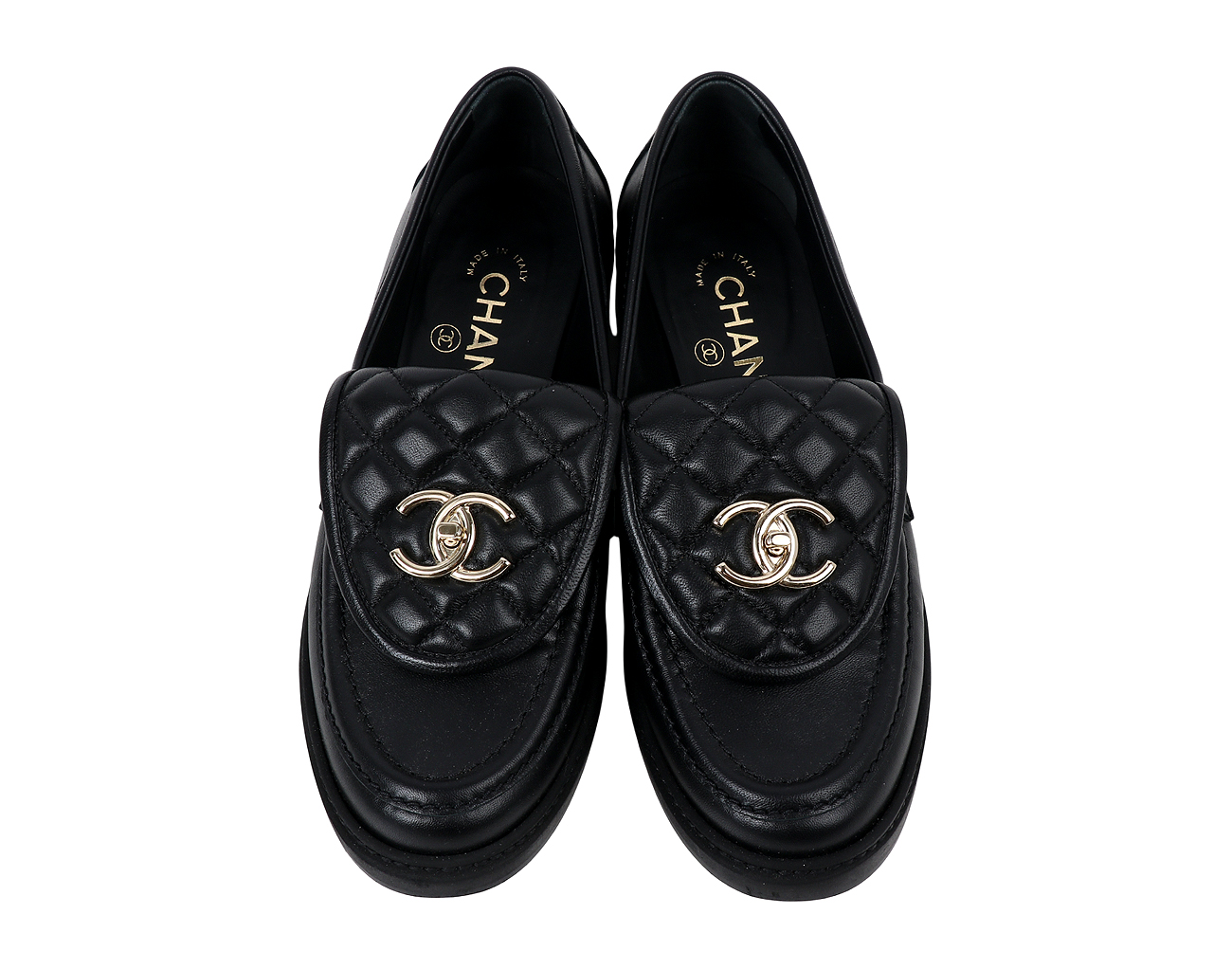 샤넬 CC 턴락 퀼티드 로퍼 블랙 36 1/2C