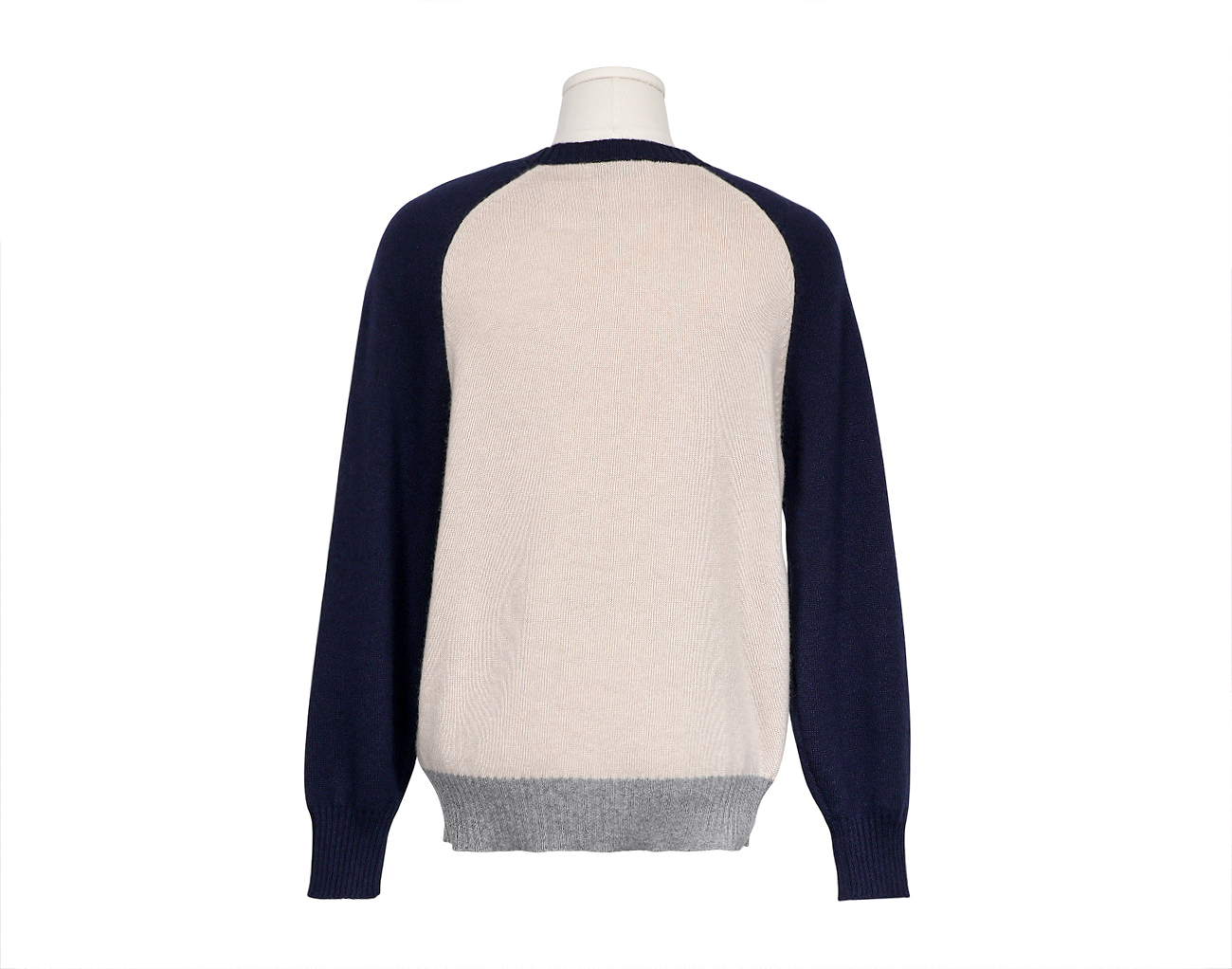 브루넬로 쿠치넬리 컬러블럭 크루넥 니트 베이지 네이비 그레이 48
