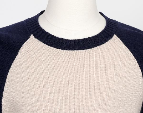 브루넬로 쿠치넬리 컬러블럭 크루넥 니트 베이지 네이비 그레이 48