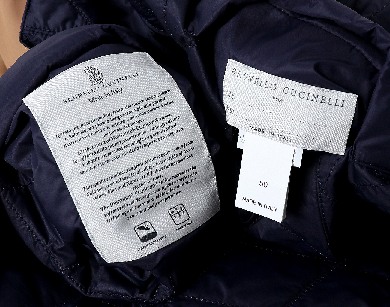 브루넬로 쿠치넬리 리버시블 코트 네이비 베이지 M