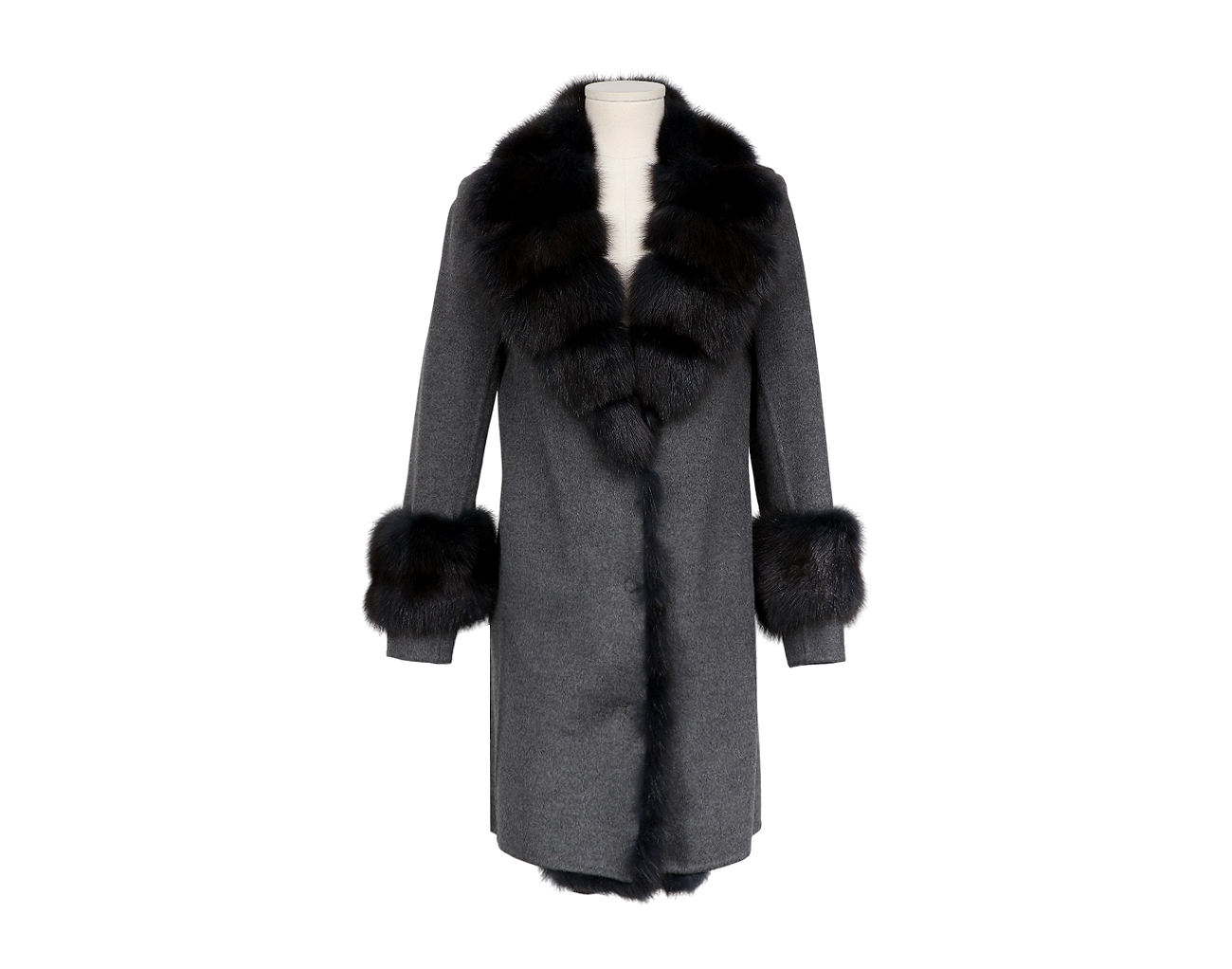 만조니 24 세이블 트리밍 코트 그레이 34