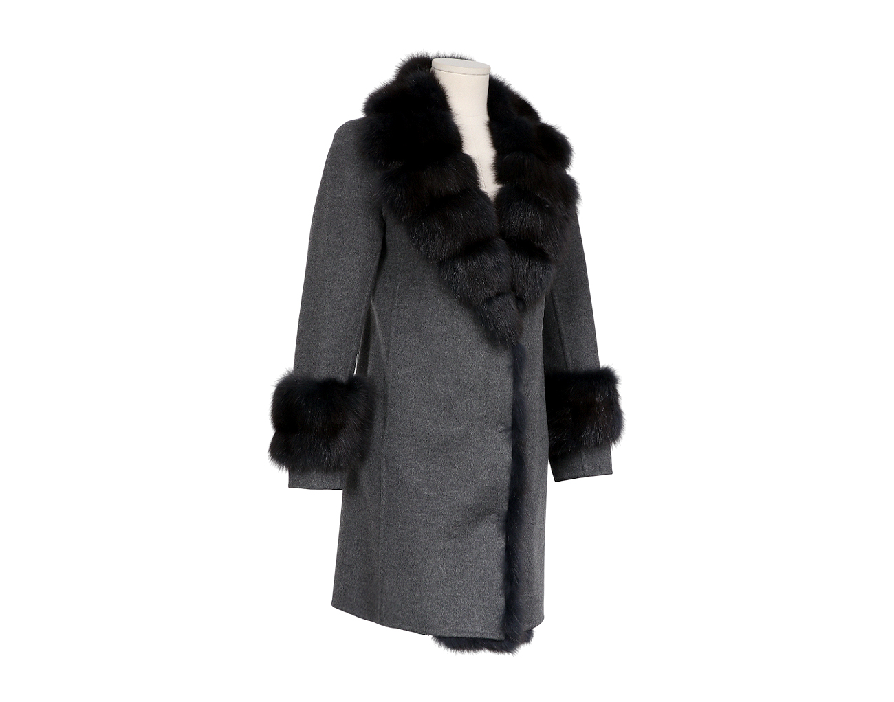 만조니 24 세이블 트리밍 코트 그레이 34