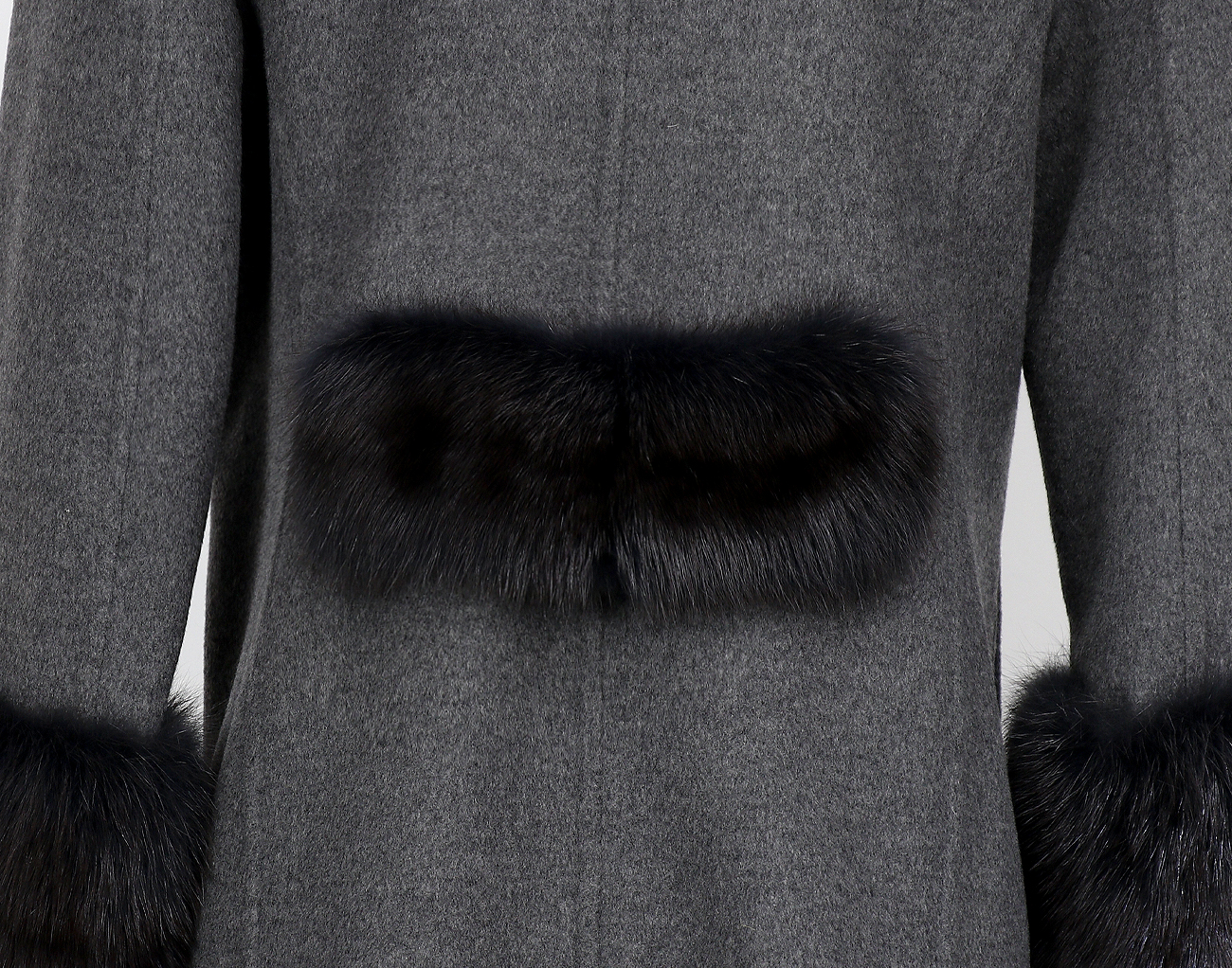 만조니 24 세이블 트리밍 코트 그레이 34