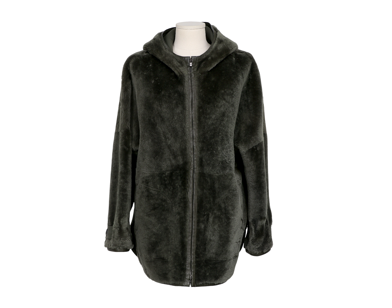 로로피아나 리버시블 시어링 무스탕 재킷 카키 M