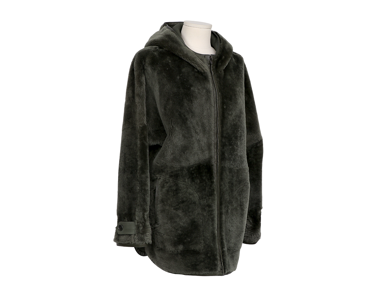 로로피아나 리버시블 시어링 무스탕 재킷 카키 M