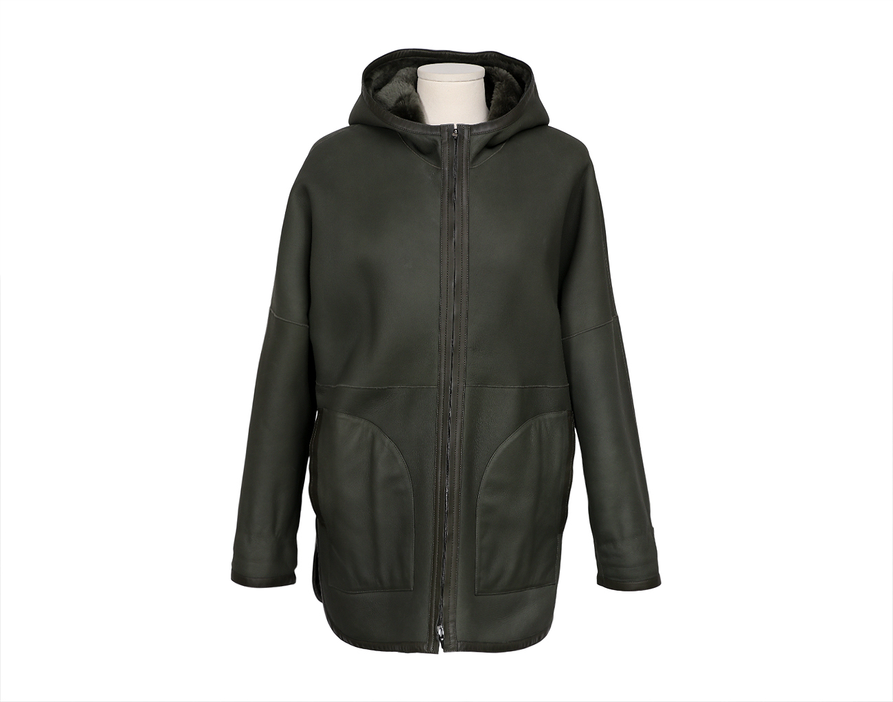 로로피아나 리버시블 시어링 무스탕 재킷 카키 M