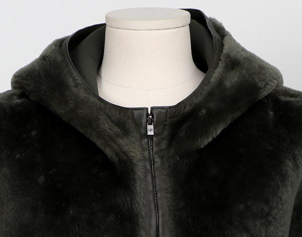 로로피아나 리버시블 시어링 무스탕 재킷 카키 M