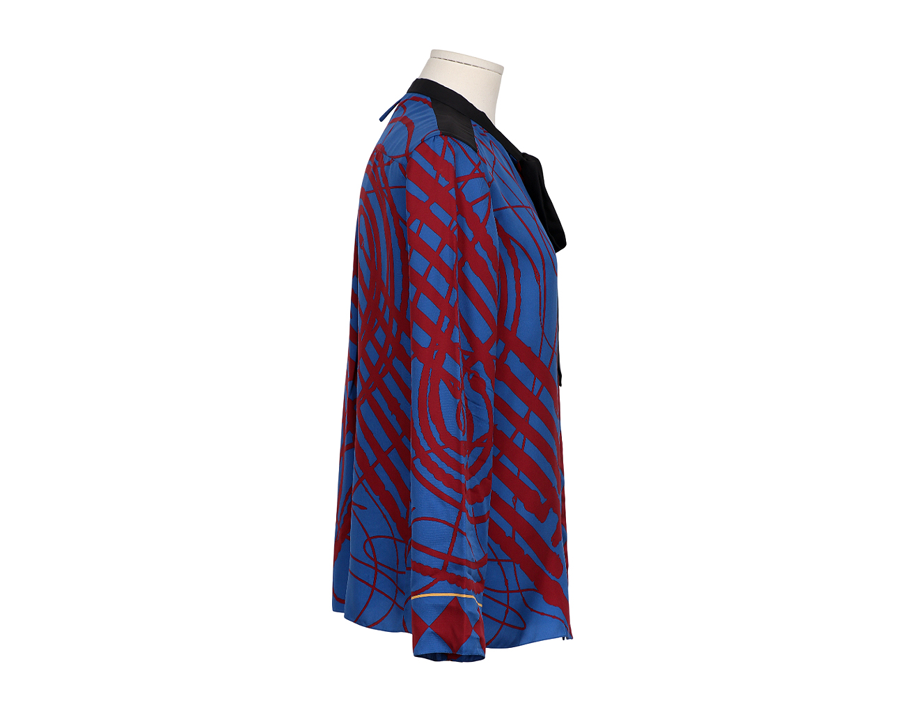 에르메스 리본 블라우스 블루 루즈 38