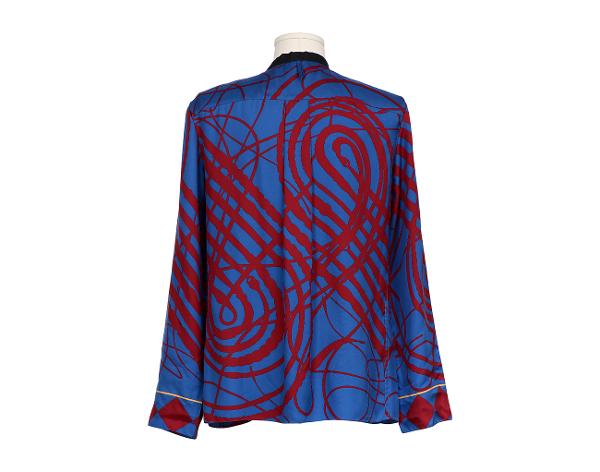 에르메스 리본 블라우스 블루 루즈 38