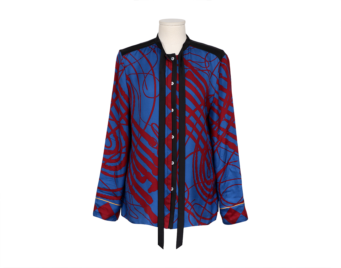 에르메스 리본 블라우스 블루 루즈 38