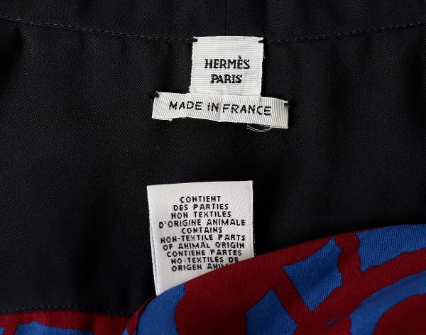 에르메스 리본 블라우스 블루 루즈 38