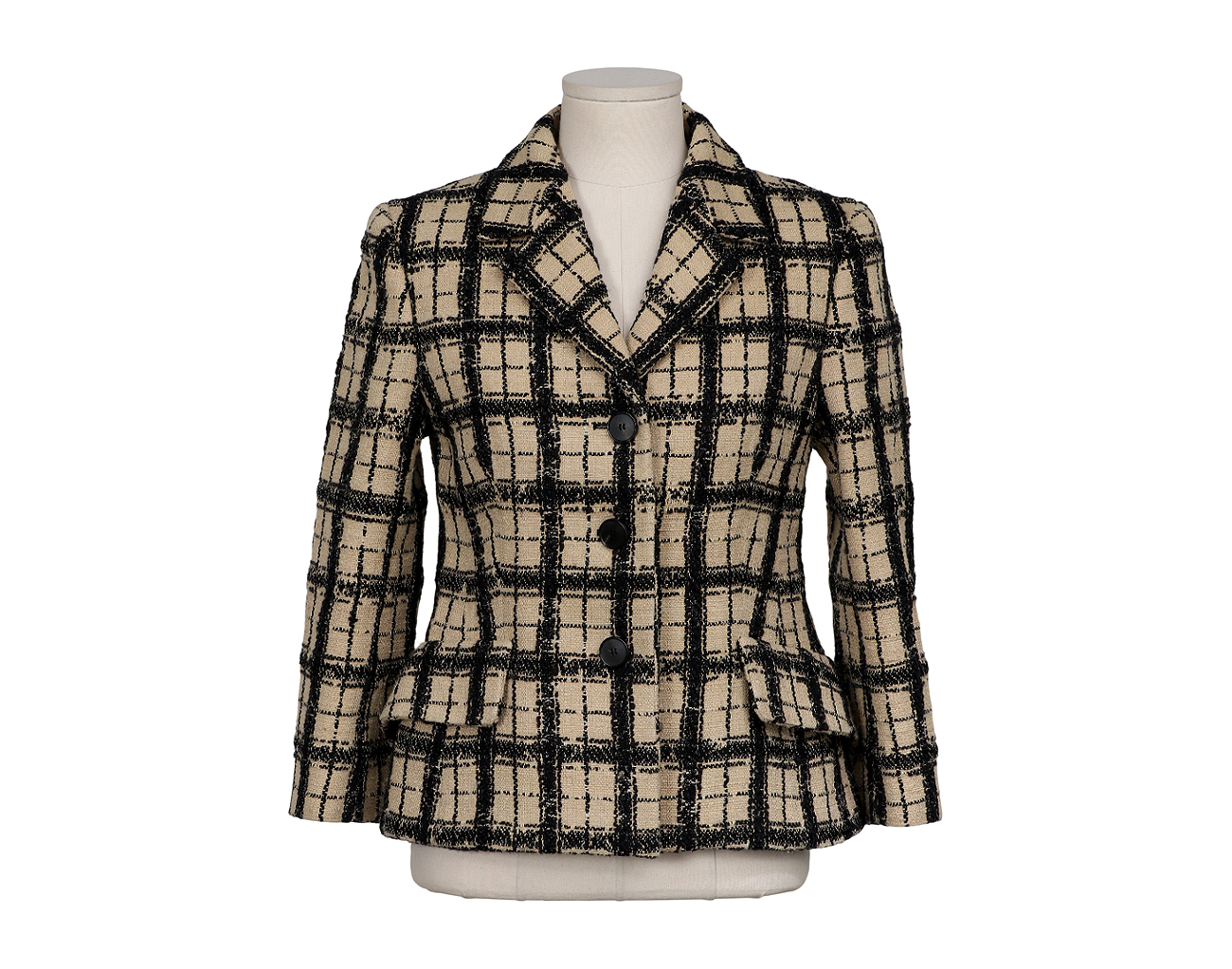 디올 체크 블레이저 재킷 베이지 블랙 36