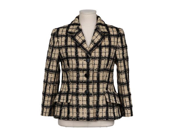 디올 체크 블레이저 재킷 베이지 블랙 36