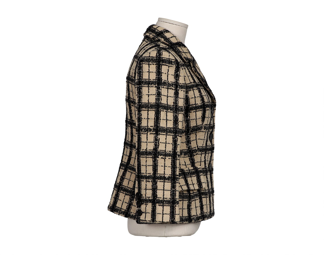 디올 체크 블레이저 재킷 베이지 블랙 36