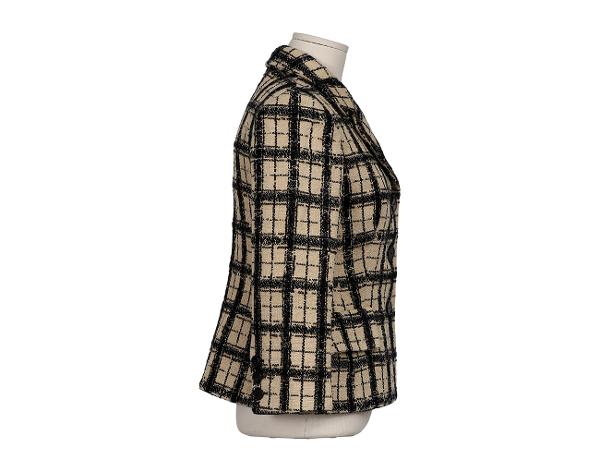 디올 체크 블레이저 재킷 베이지 블랙 36