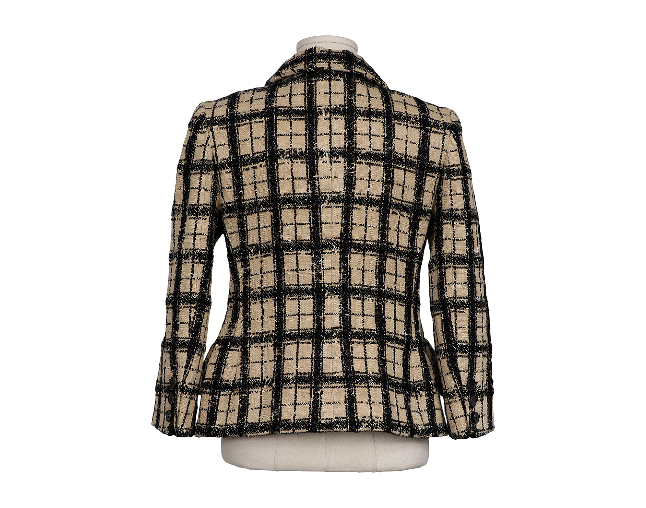 디올 체크 블레이저 재킷 베이지 블랙 36