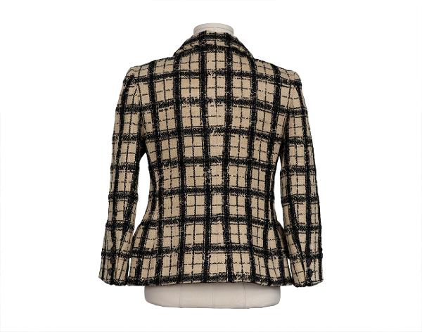 디올 체크 블레이저 재킷 베이지 블랙 36