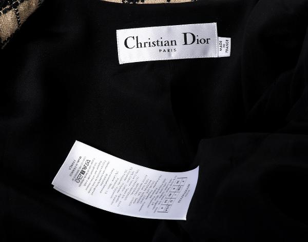 디올 체크 블레이저 재킷 베이지 블랙 36